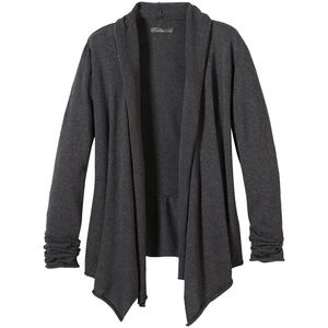 Prana Organic Cotton Charcoal Open-Front Waterfall Draped Cardigan Size L